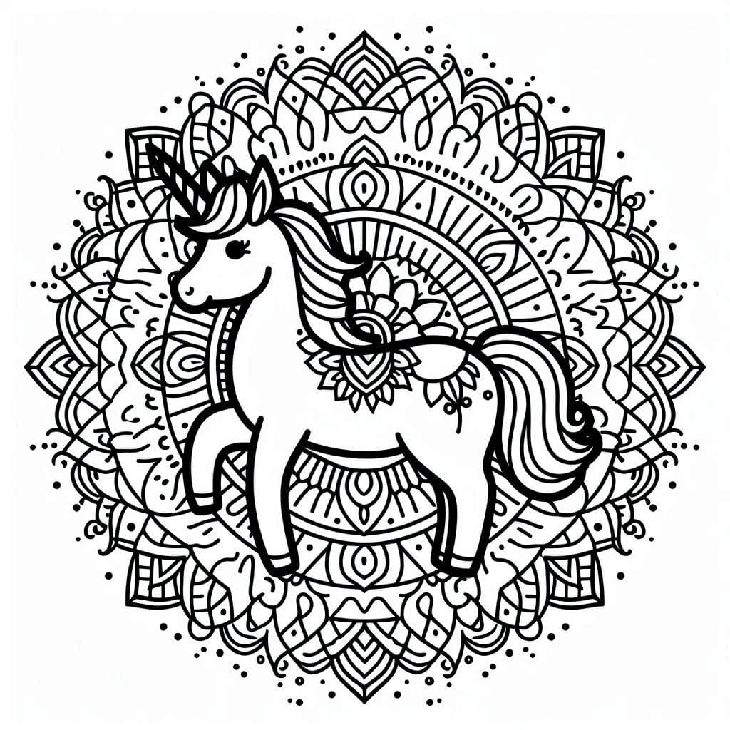 Drawing Mandala Unicorn Coloring Page Mandalas