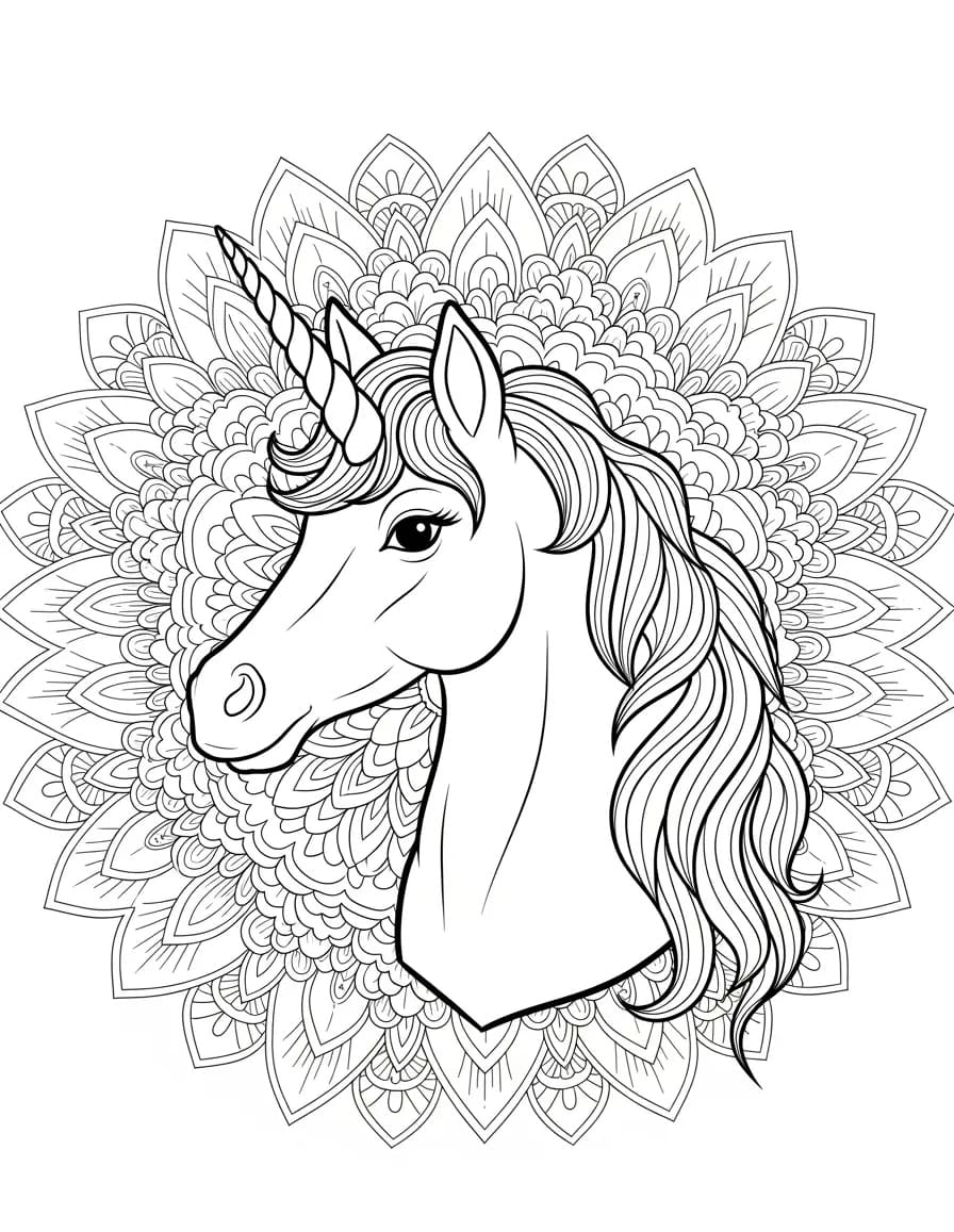 Flower Mandala Unicorn Coloring Page Mandalas