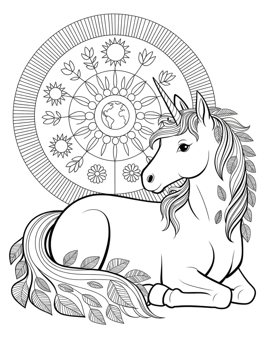 Flowers Mandala Unicorn Coloring Page Mandalas