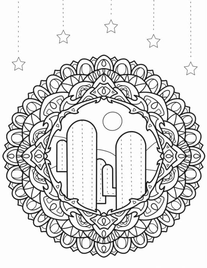 Free Cactus Mandala Image Coloring Page Mandalas
