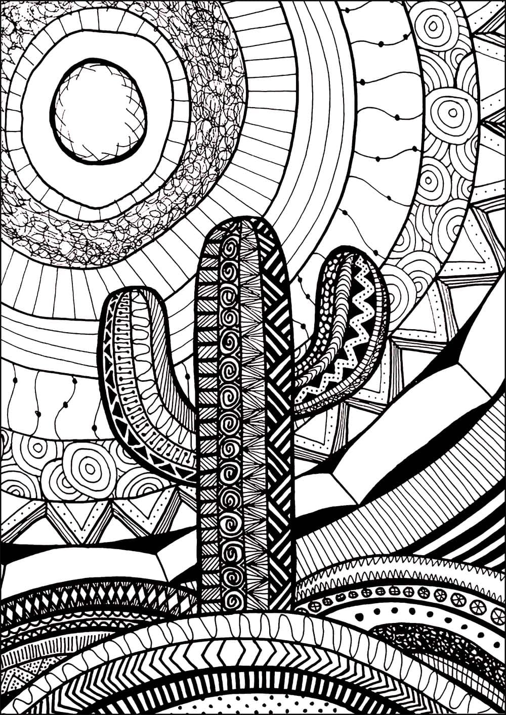 Free Images Cactus Mandala Coloring Page Mandalas