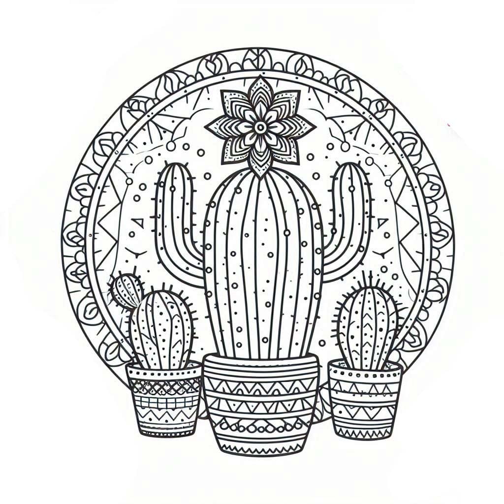 Free Printable Cactus Mandala Coloring Page Mandalas
