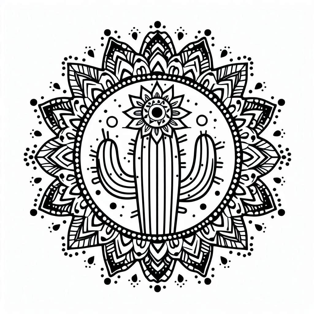 Good Cactus Mandala Coloring Page Mandalas