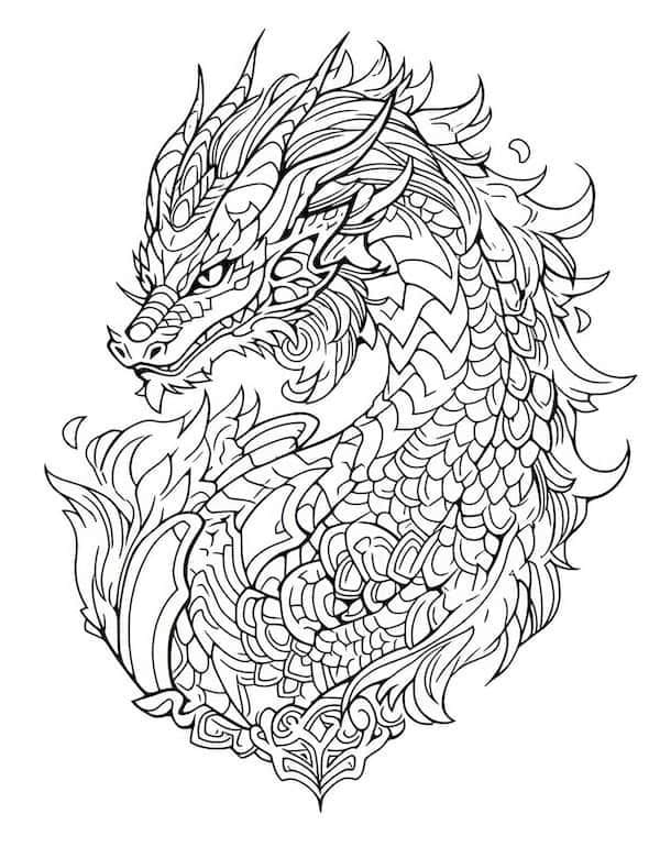 Great Dragon Mandala Coloring Page Mandalas