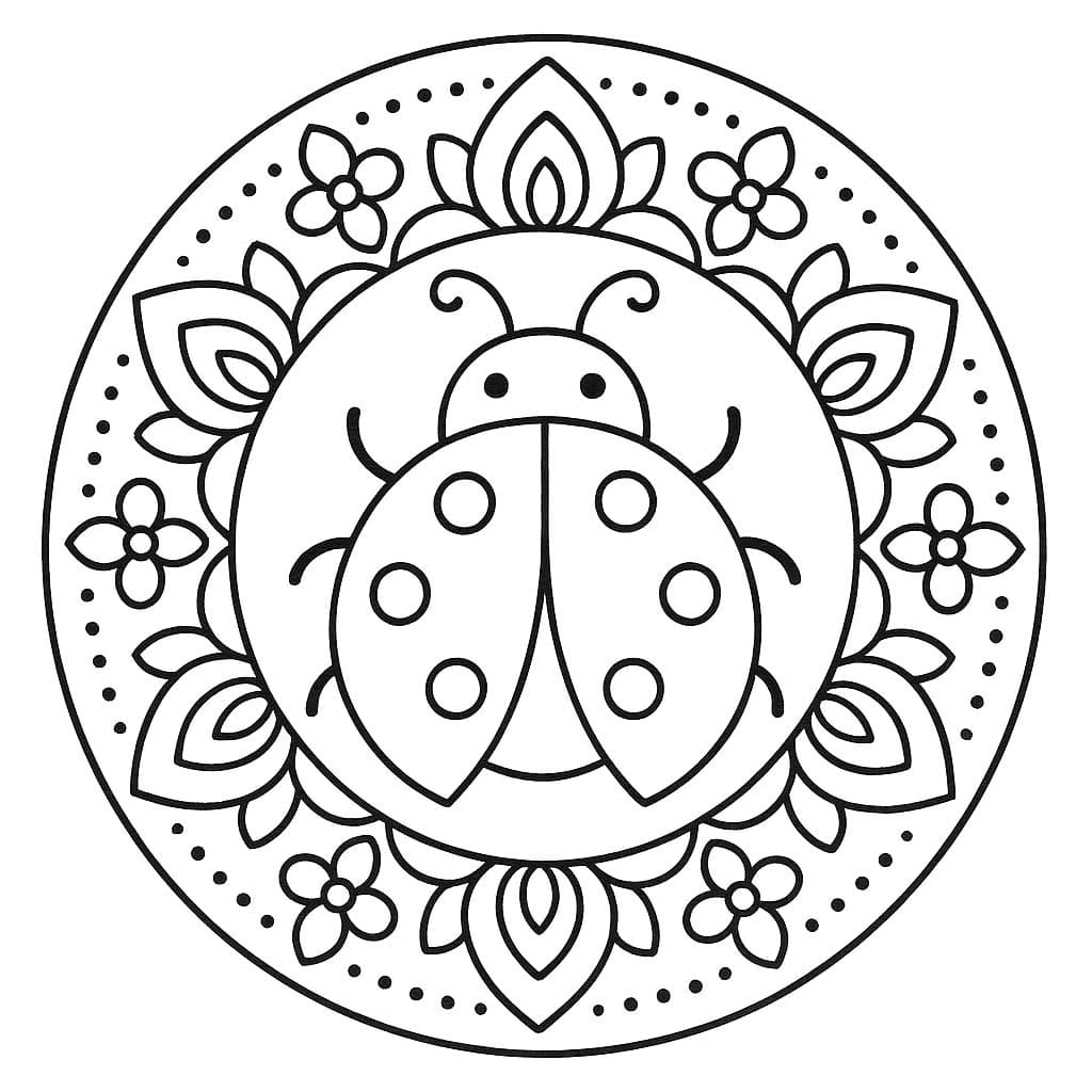 Great Ladybug Mandala Coloring Page Mandalas