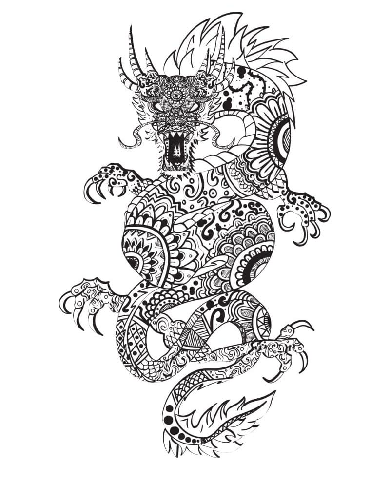 Happy Dragon Mandala Coloring Page Mandalas