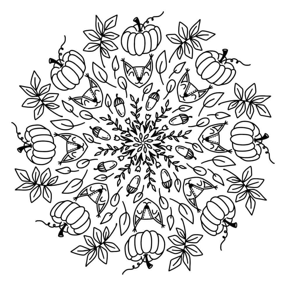Happy Fall Mandala Coloring Page Mandalas