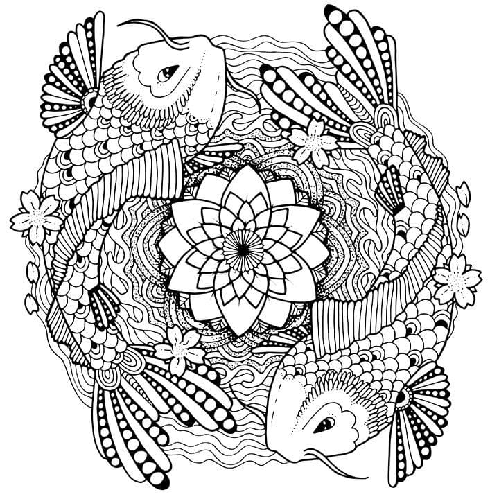 Happy Fish Mandala Coloring Page Mandalas