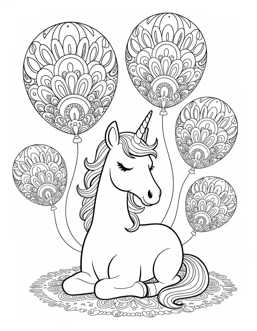 Happy Mandala Unicorn Coloring Page Mandalas