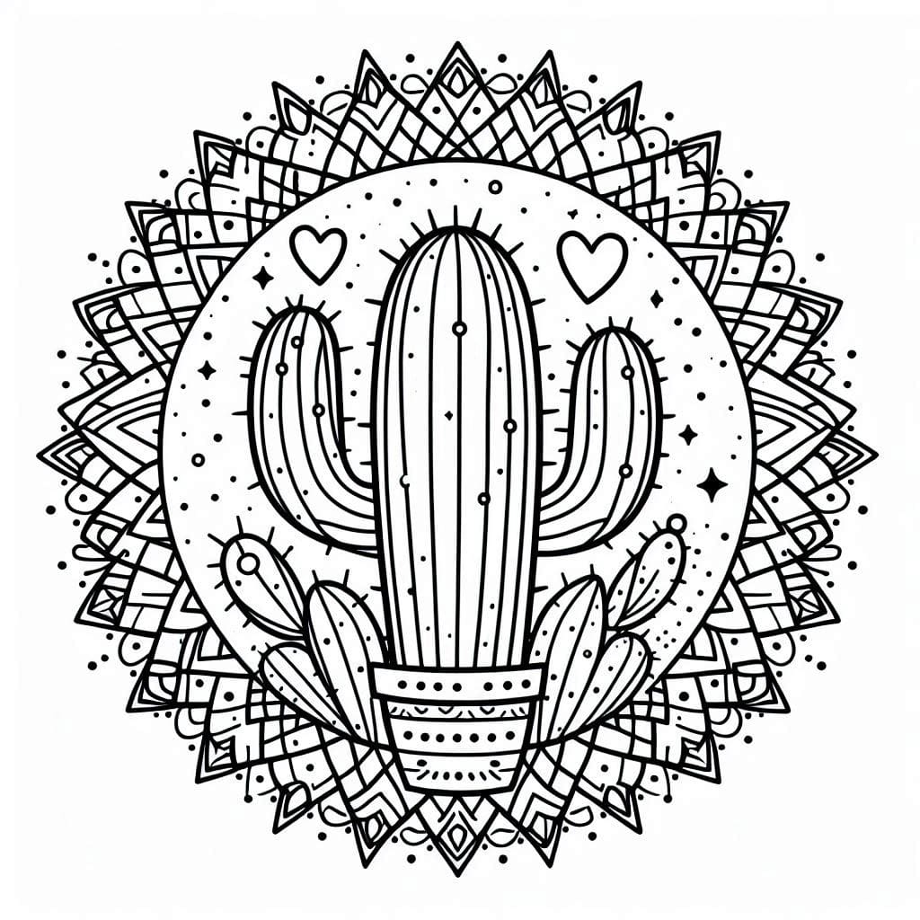 Image Cactus Mandala Coloring Page Mandalas
