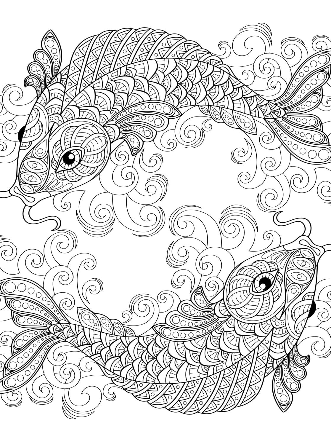 Image Fish Mandala Coloring Page Mandalas