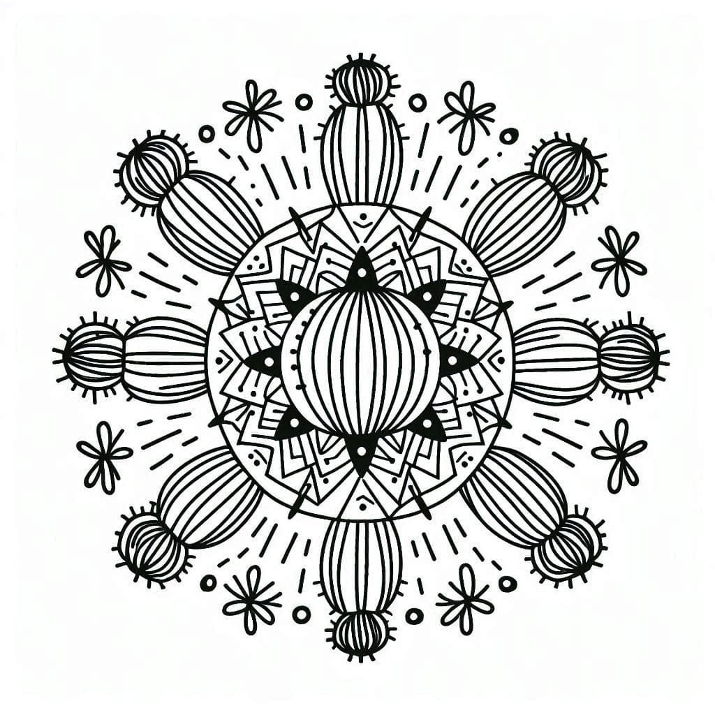 Image Free Cactus Mandala Coloring Page Mandalas