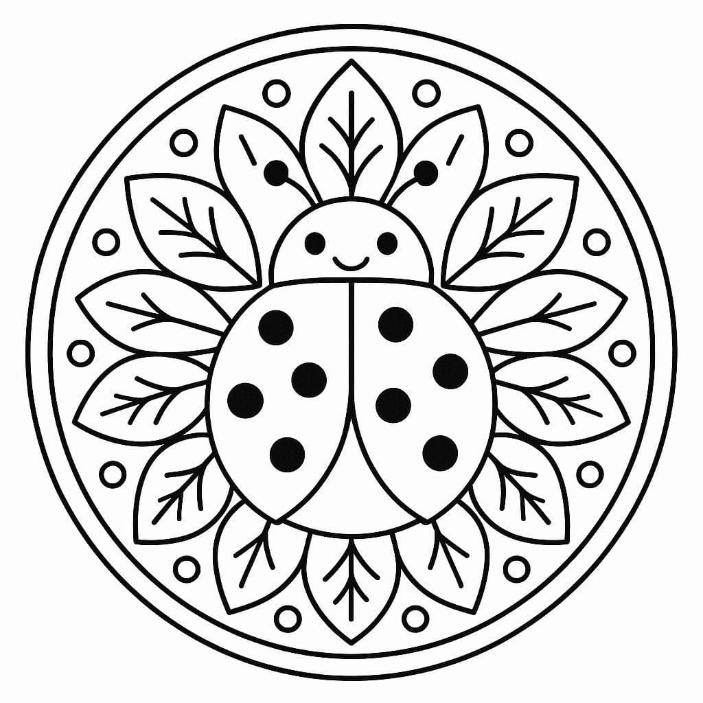 Image Ladybug Mandala Coloring Page Mandalas