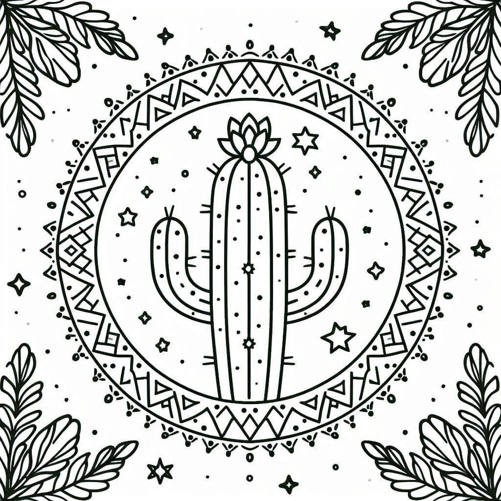 Images Cactus Mandala Coloring Page Mandalas