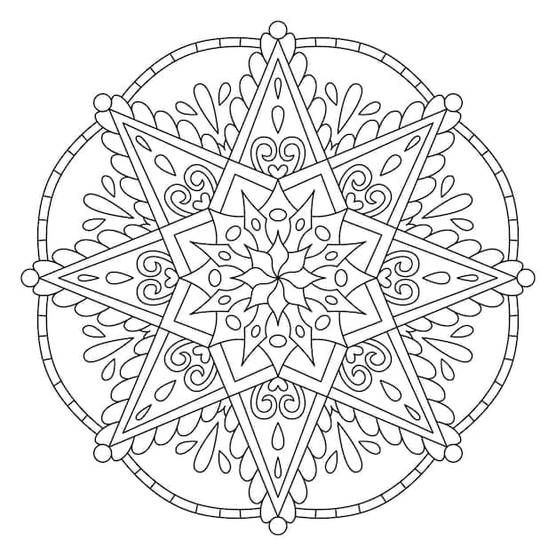 Images Star Mandala Free Coloring Page Mandalas