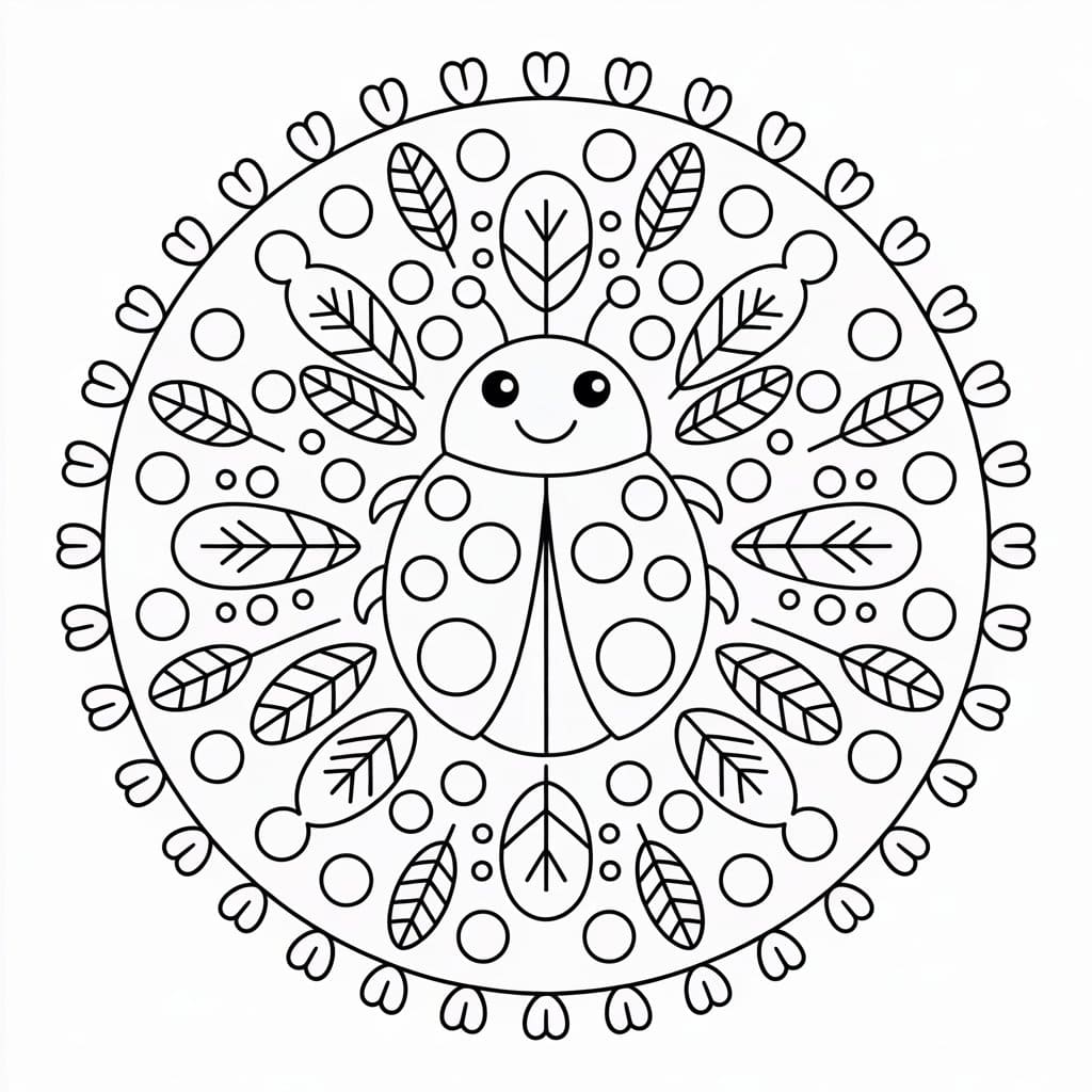 Ladybug Mandala Image Coloring Page Mandalas