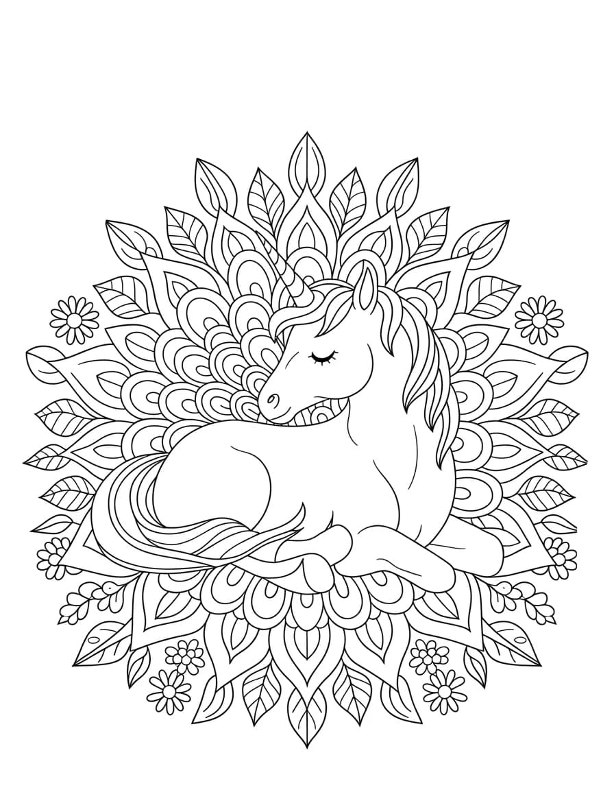 Magical Mandala Unicorn Coloring Page Mandalas
