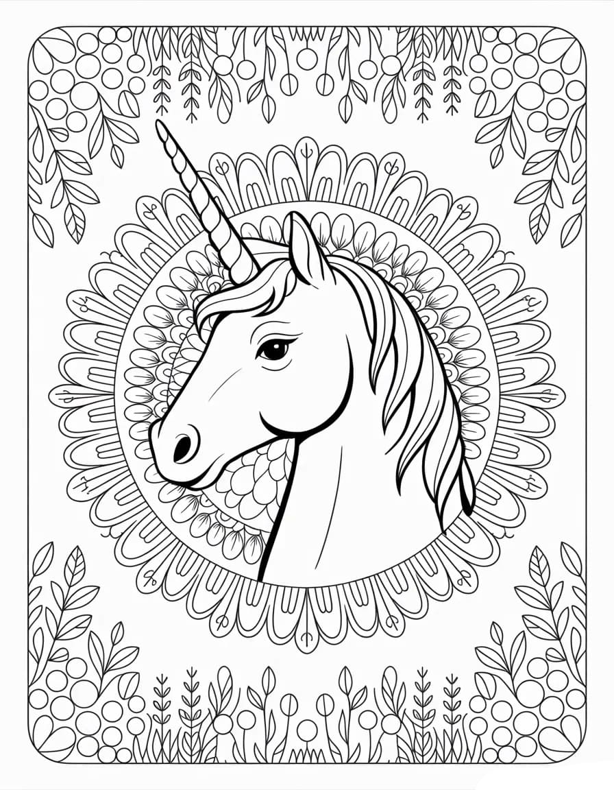 Mandala Unicorn Head Coloring Page Mandalas