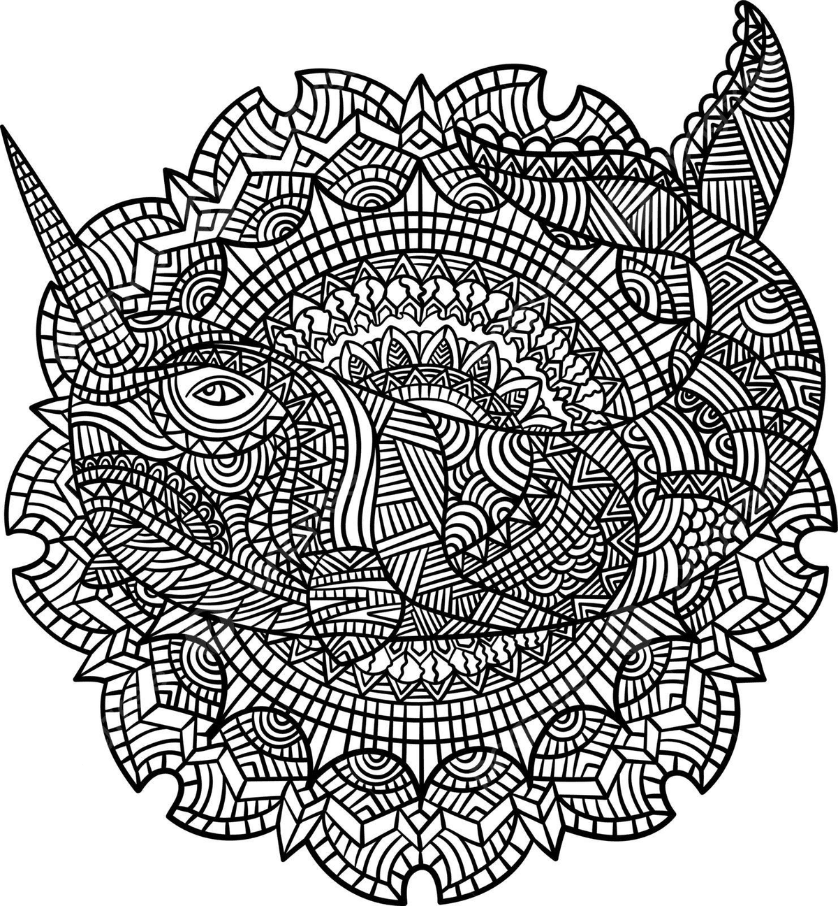 Narwhal Fish Mandala Coloring Page Mandalas