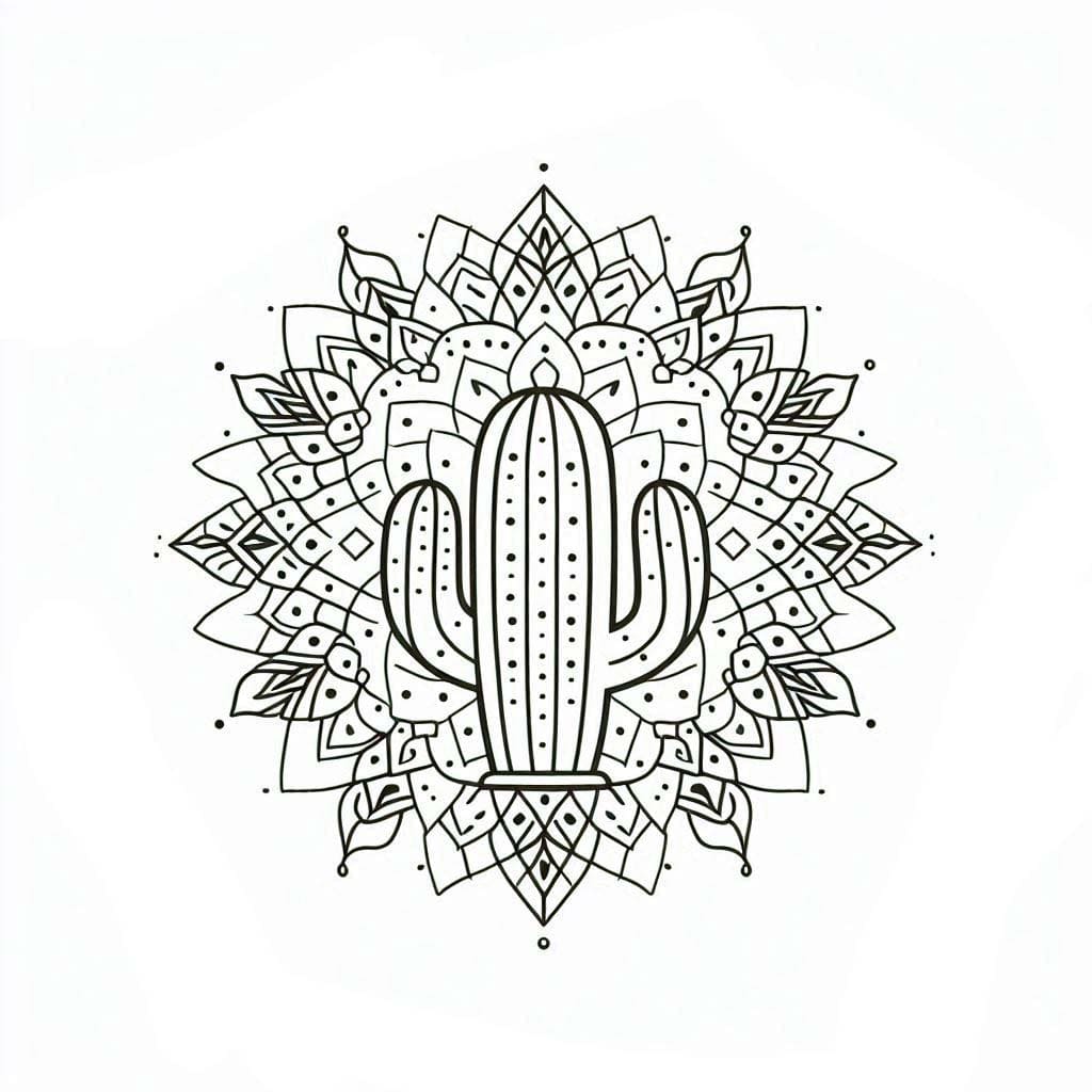 Nice Cactus Mandala Coloring Page Mandalas