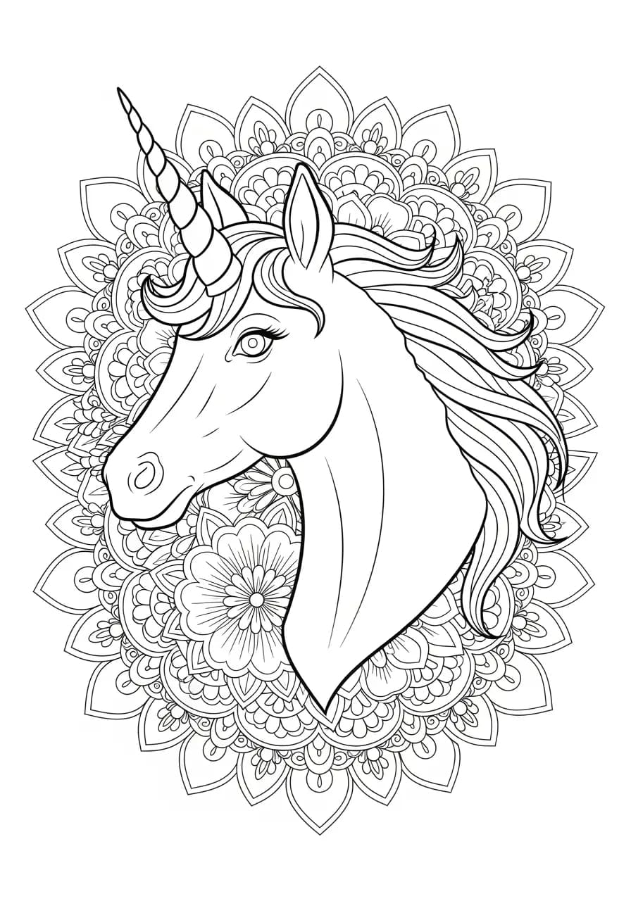 Nice Mandala Unicorn Coloring Page Mandalas