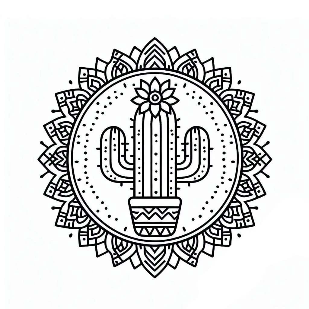 Normal Cactus Mandala Coloring Page Mandalas