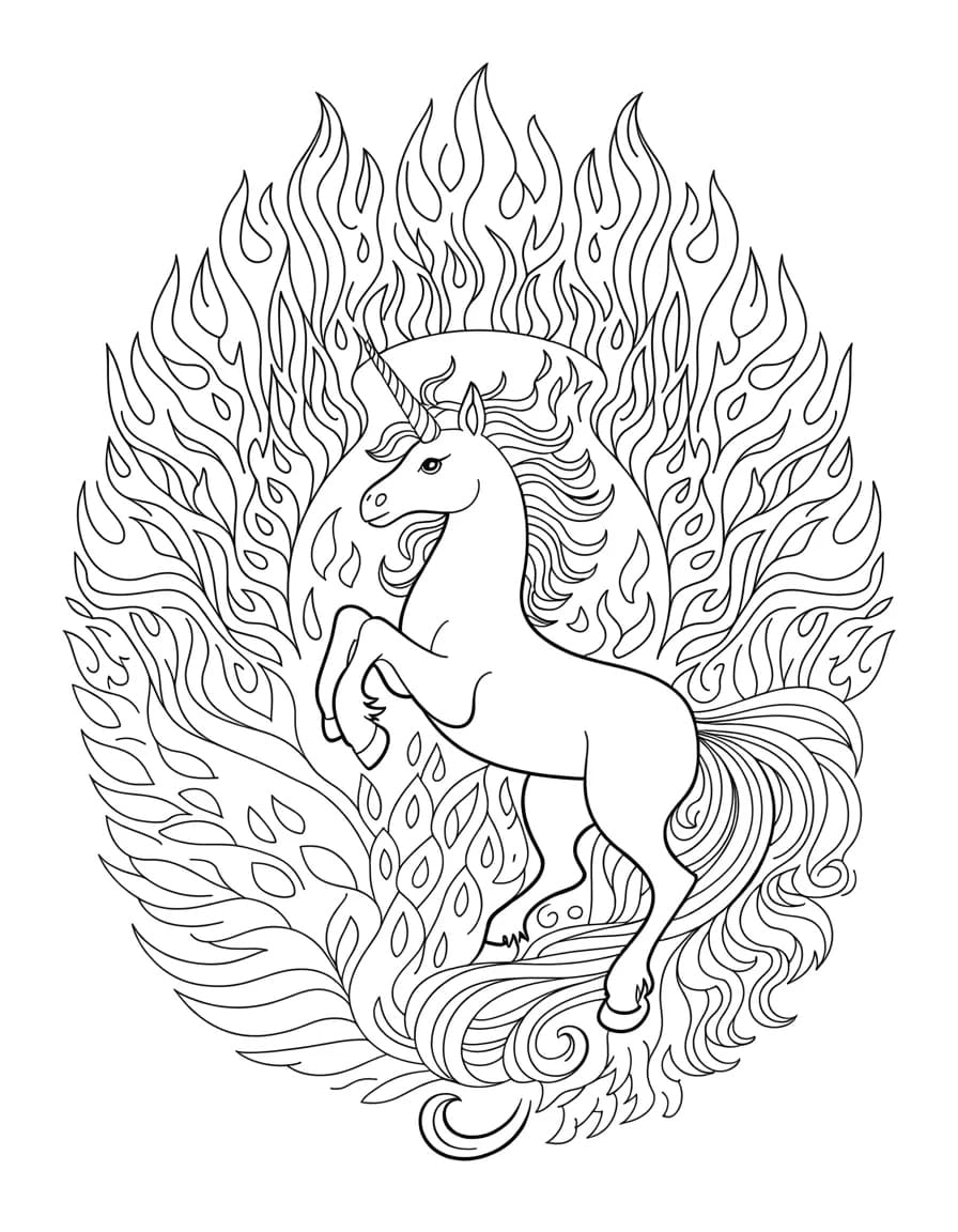 Phoenix Mandala Unicorn Coloring Page Mandalas