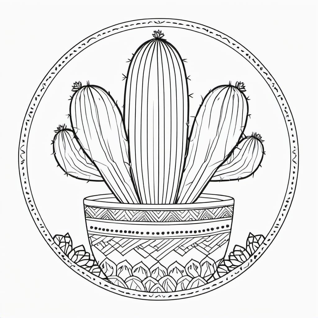 Picture Cactus Mandala Coloring Page Mandalas