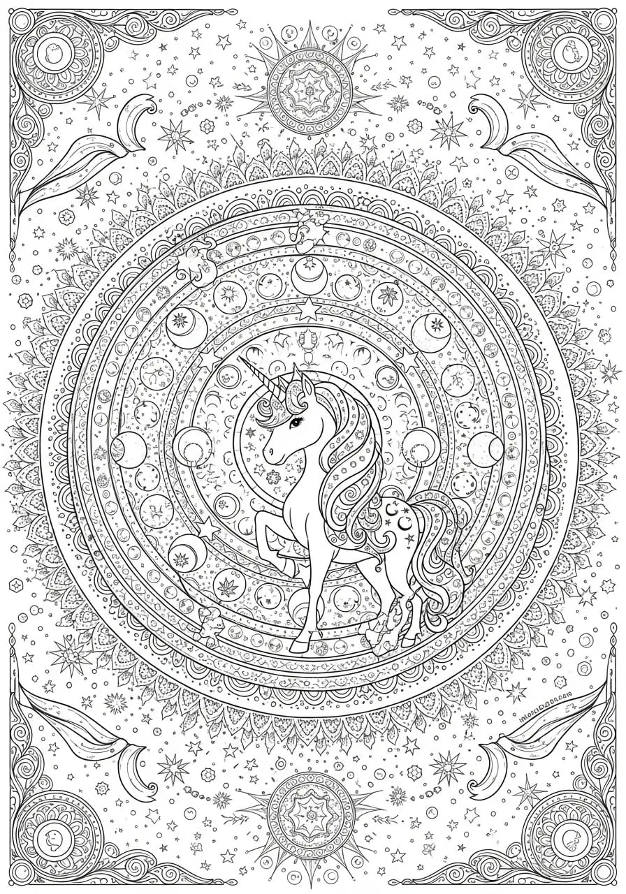 Princess Mandala Unicorn Coloring Page Mandalas