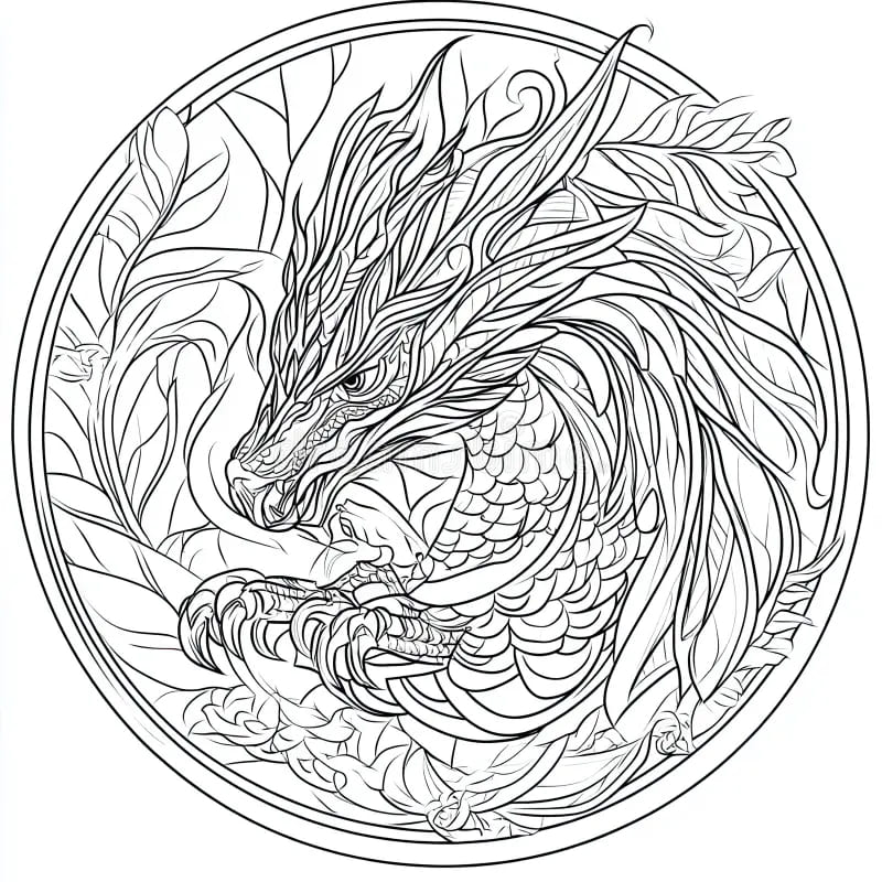 Print Dragon Mandala Free Coloring Page Mandalas