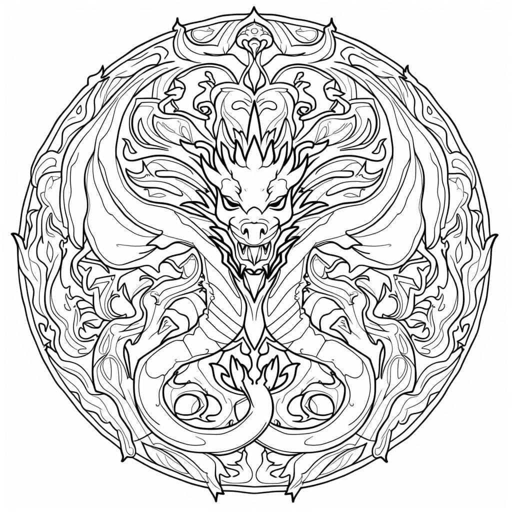 Printable Dragon Mandala Free Coloring Page Mandalas
