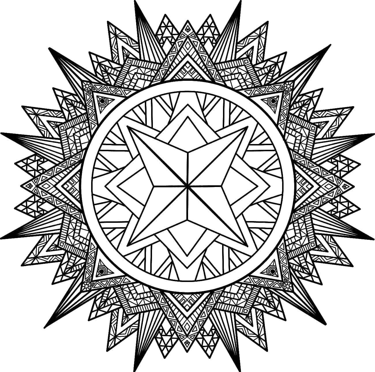 Printable Free Star Mandala Coloring Page Mandalas