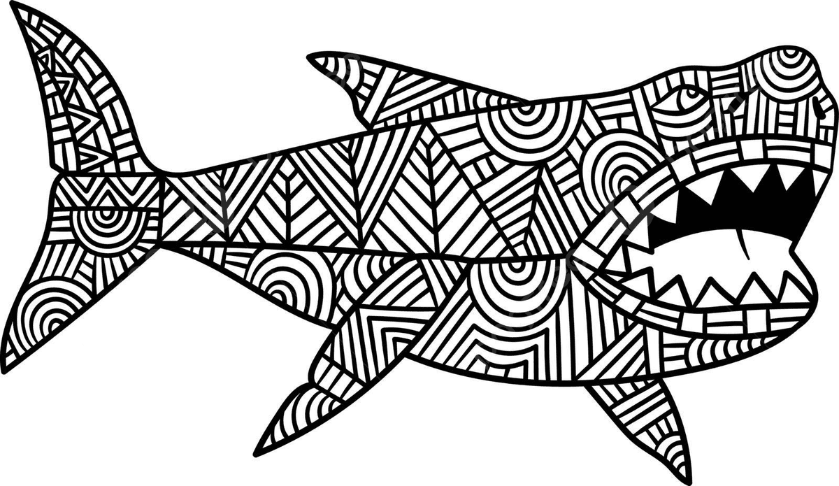 Shark Fish Mandala Coloring Page Mandalas