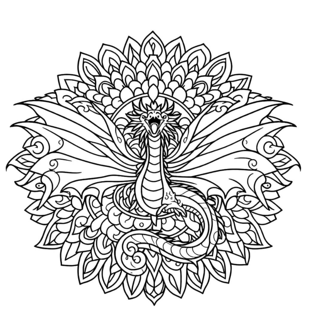 Dragon Mandala Coloring Pages Mandalas