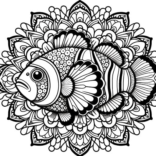 Simple Fish Mandala Coloring Page Mandalas