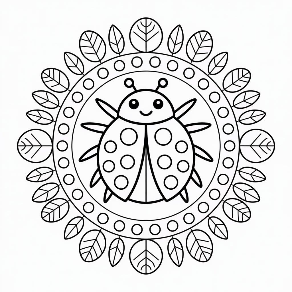 Simple Ladybug Mandala Coloring Page Mandalas