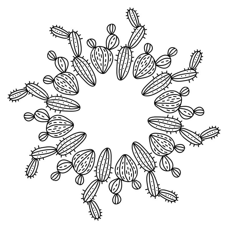 Very Cute Cactus Mandala Coloring Page Mandalas