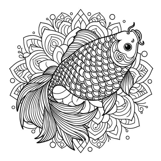 Very Nice Fish Mandala Coloring Page Mandalas