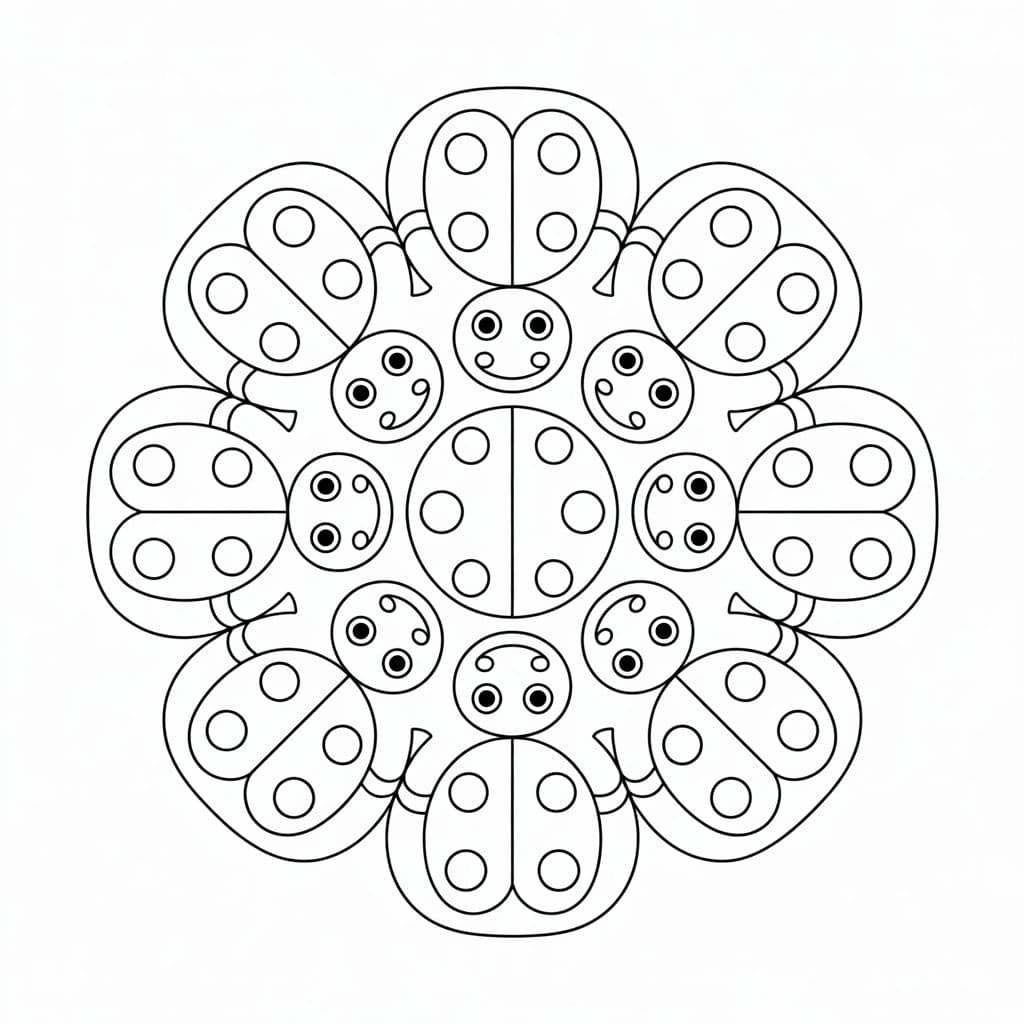 Very Cute Ladybug Mandala Coloring Page Mandalas