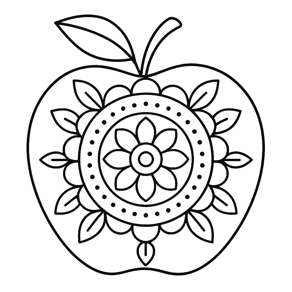 Adorable Apple Mandala Coloring Page Mandalas