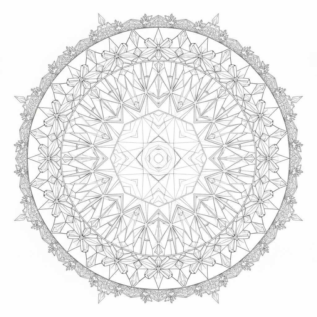 Adorable Crystal Mandala Coloring Page Mandalas