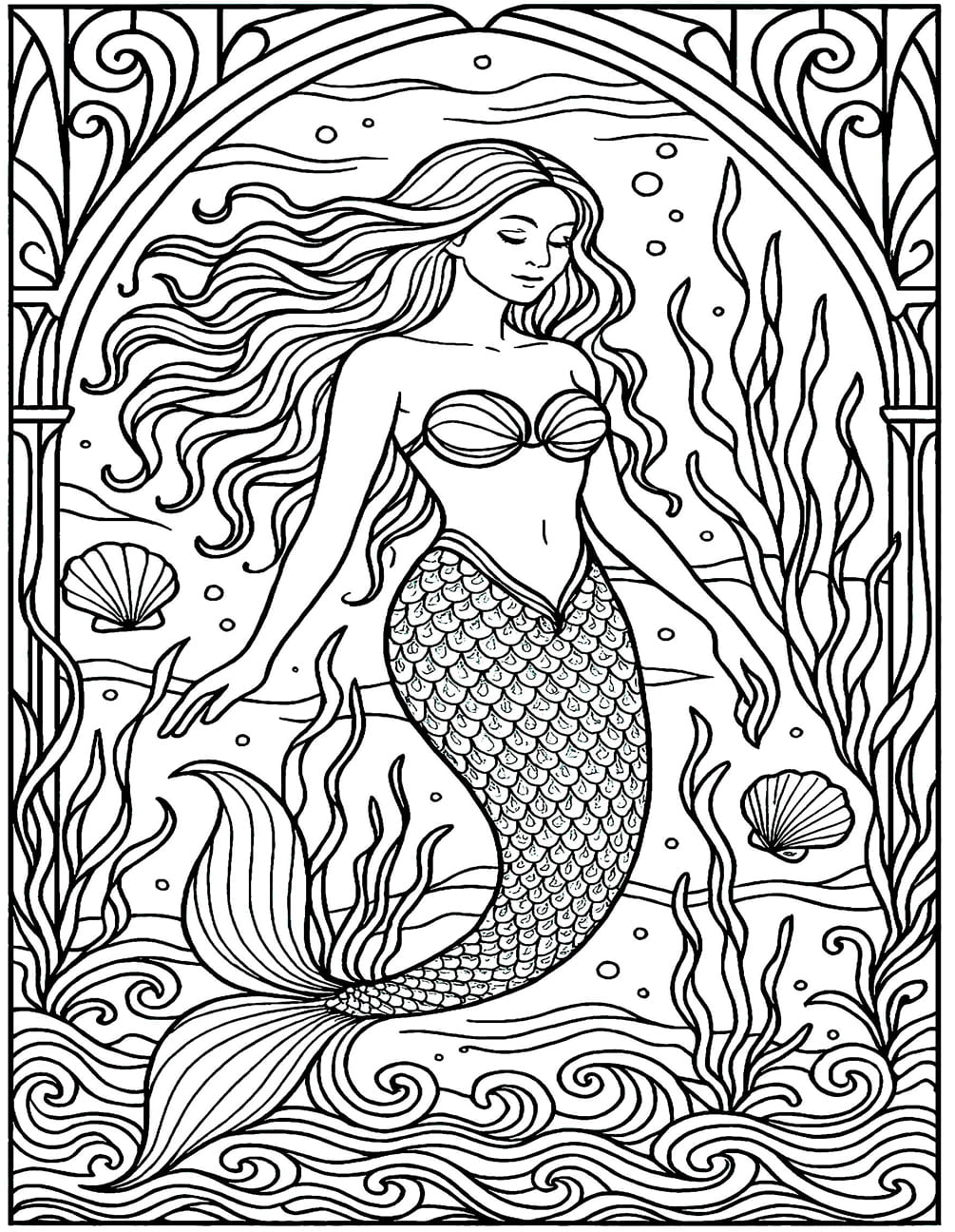 Adorable Mermaid Mandala Coloring Page Mandalas