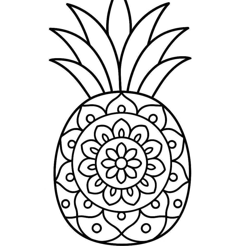 Adorable Pineapple Mandala Coloring Page Mandalas Adorable Pineapple Mandala Coloring Page Mandalas