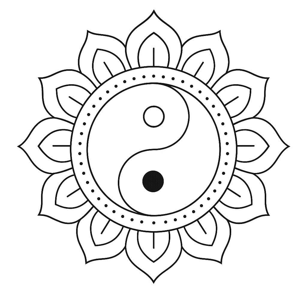 Amazing Yin Yang Mandala Coloring Page Mandalas