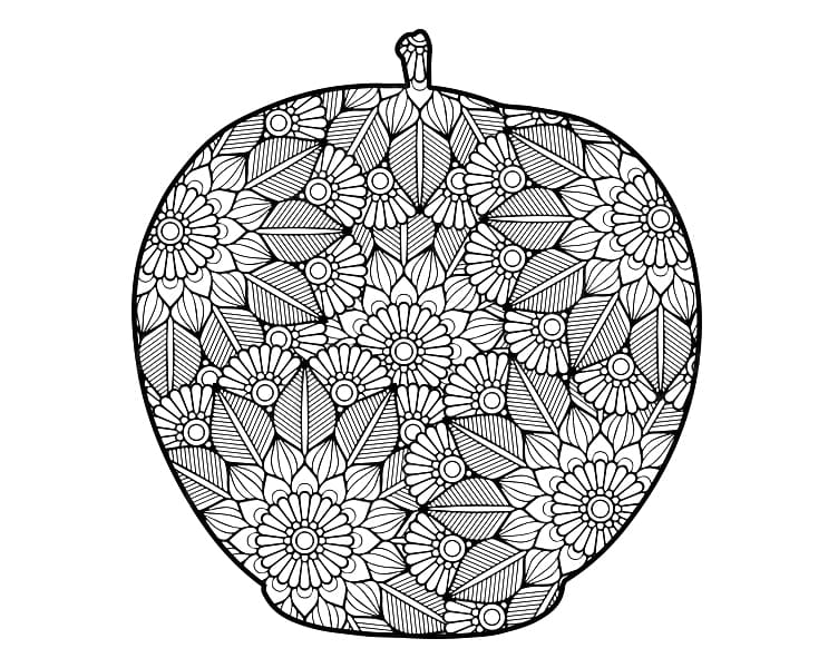 Apple Mandala Coloring For Adult Page Mandalas