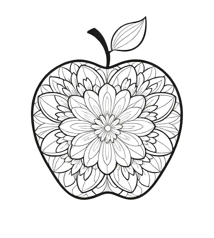 Awesome Apple Mandala Coloring Page Mandalas