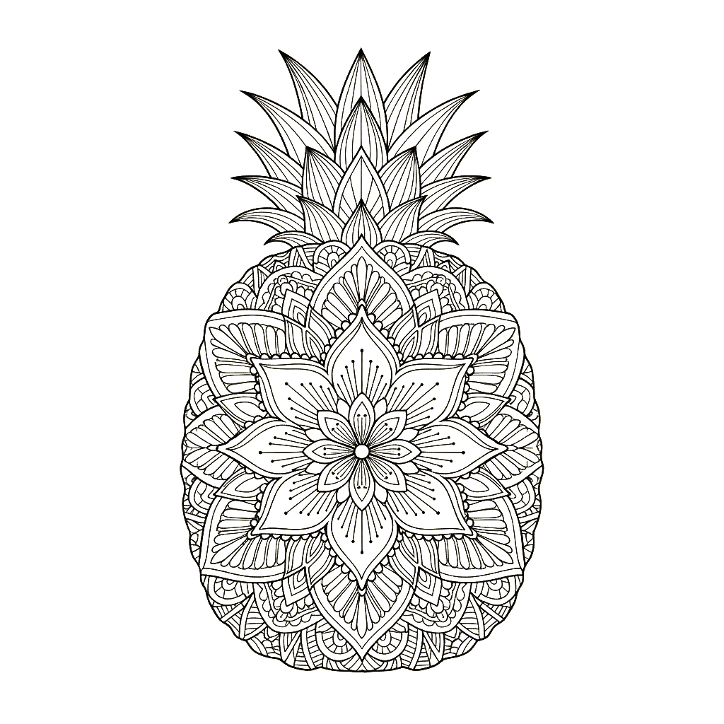 Awesome Pineapple Mandala Coloring Page Mandalas Awesome Pineapple Mandala Coloring Page Mandalas