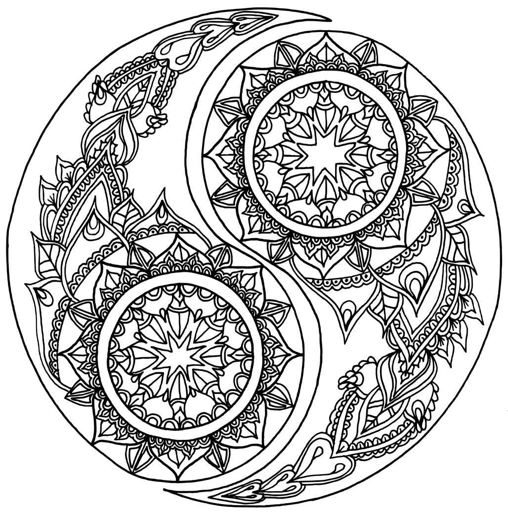 Awesome Yin Yang Mandala Coloring Page Mandalas