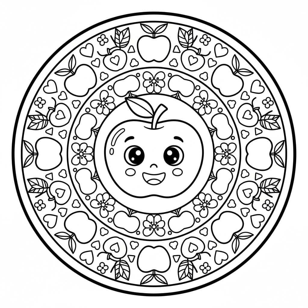 Basic Apple Mandala Coloring Page Mandalas
