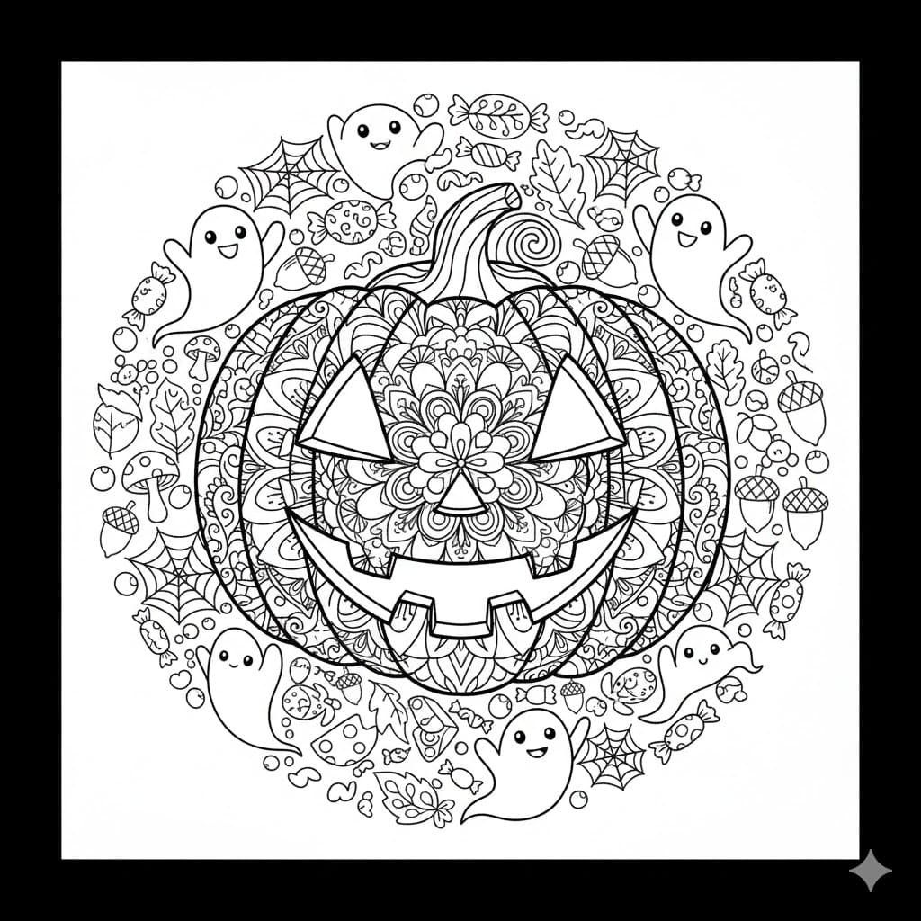 Basic Pumpkin Mandala Coloring Page Mandalas